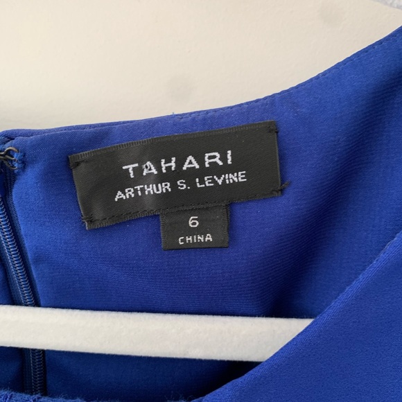 Tahari Cobalt Blue Peplum Sleeveless Sheath Dress w Lace accents - Picture 5 of 5